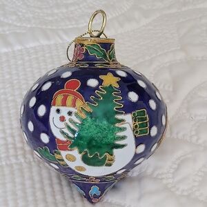 Vintage Cloisonne Enamel Christmas Tree Ornament.